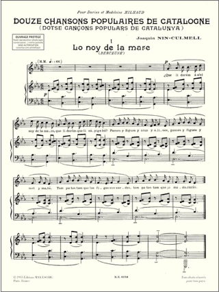 12 chansons populaires de Catalogne Volume 1 - Joaquin Nin-Culmell